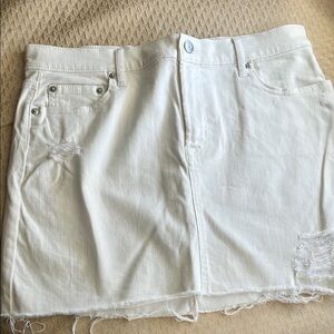 White Distressed Denim Skirt